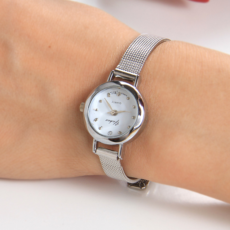 韓版時尚潮流學生小巧石英手表休閑女士精鋼細帶皮帶簡約手鏈表