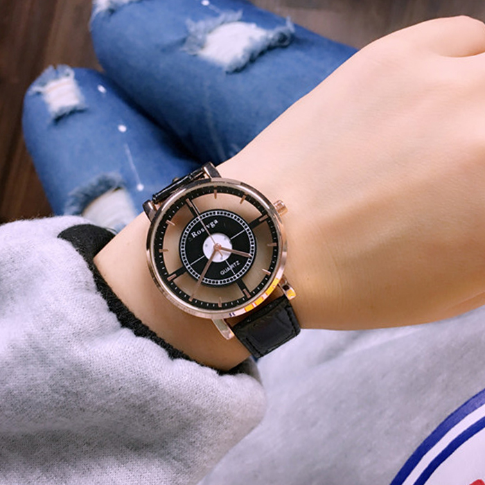 韓版鏤空中小學生情侶手表一對時尚簡約個性休閑防水男女皮帶手表